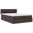 Ottoman seng med madras & LEDs Mørkebrun 140x190 cm Stof