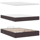 Ottoman seng med madras & LEDs Mørkebrun 140x190 cm Stof