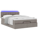 Ottoman seng med madras & LEDs Taupe 140x190 cm Stof