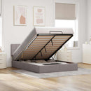 Ottoman seng med madras & LEDs Taupe 140x190 cm Stof