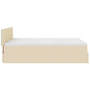 ottoman seng med madras & LEDs 140x190 cm stof fløde