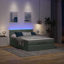Ottoman seng med madras & LEDs Mørkegrå 140x200 cm Stof
