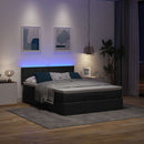 Ottoman seng med madras & LEDs Sort 140x200 cm Stof