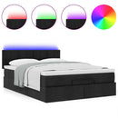 Ottoman seng med madras & LEDs Sort 140x200 cm Stof