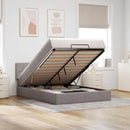 Ottoman seng med madras & LEDs Taupe 140x200 cm Stof