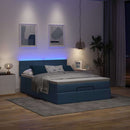 osmannisk sengeramme med madras 140x200 cm stof blå