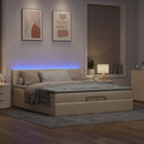 osmannisk sengeramme med madras 160x200 cm stof cremefarvet