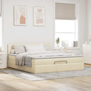 osmannisk sengeramme med madras 160x200 cm stof cremefarvet