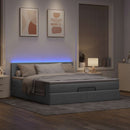 ottoman seng med madras & LEDs 180x200 cm stof lysegrå