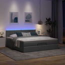 ottoman seng med madras & LEDs 180x200cm stof mørkegrå