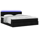 ottoman seng med madras & LEDs 180x200cm stof sort