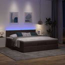 ottoman seng med madras & LEDs 180x200cm stof mørkebrun