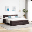 ottoman seng med madras & LEDs 180x200cm stof mørkebrun