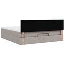 ottoman seng med madras & LEDs 180x200cm stof gråbrun