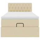 ottoman seng med madras & LEDs 90x200 cm stof cremefarvet