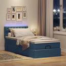 Ottoman seng med madras & LEDs Blå 90x200 cm Stof