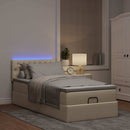 ottoman seng med madras 100x200 cm stof cremefarvet