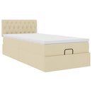 ottoman seng med madras 100x200 cm stof cremefarvet