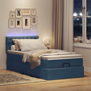 Ottoman seng med madras & LEDs Blå 100x200 cm Stof