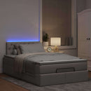 ottoman seng med madras & LEDs 120x190cm stof gråbrun