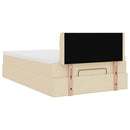 ottoman seng med madras & LEDs 120x190cm stof cremefarvet