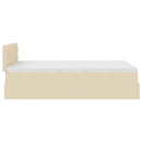 ottoman seng med madras & LEDs 120x190cm stof cremefarvet