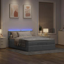 ottoman seng med madras & LEDs 140x190 cm stof lysegrå