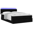 ottoman seng med madras & LEDs 140x190 cm stof Sort