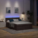 Ottoman seng med madras & LEDs Mørkebrun 140x190 cm Stof