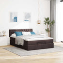 Ottoman seng med madras & LEDs Mørkebrun 140x190 cm Stof