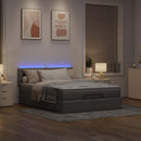 Ottoman seng med madras & LEDs Taupe 140x190 cm Stof