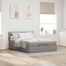 Ottoman seng med madras & LEDs Taupe 140x190 cm Stof