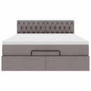 Ottoman seng med madras & LEDs Taupe 140x190 cm Stof