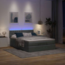 Ottoman seng med madras & LEDs Mørkegrå 140x200 cm Stof