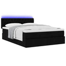 Ottoman seng med madras & LEDs Sort 140x200 cm Stof