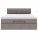 Ottoman seng med madras & LEDs Taupe 140x200 cm Stof