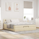 osmannisk sengeramme med madras 160x200 cm stof cremefarvet