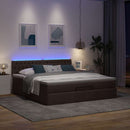 ottoman seng med madras & LEDs 180x200cm stof mørkebrun
