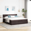 ottoman seng med madras & LEDs 180x200cm stof mørkebrun