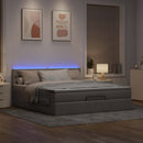 ottoman seng med madras & LEDs 180x200cm stof gråbrun