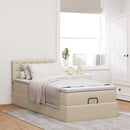 osmannisk sengeramme med madras 90x190 cm stof cremefarvet