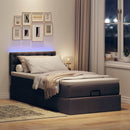ottoman seng med madras & LEDs 90x200 cm stof mørkebrun