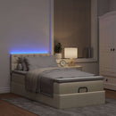 ottoman seng med madras 100x200 cm stof cremefarvet
