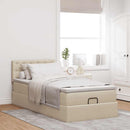 ottoman seng med madras 100x200 cm stof cremefarvet