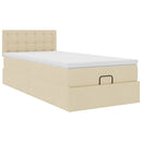 ottoman seng med madras 100x200 cm stof cremefarvet