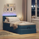 Ottoman seng med madras & LEDs Blå 100x200 cm Stof