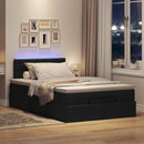 ottoman seng med madras & LEDs 120x190 cm stof sort