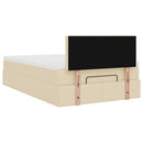 ottoman seng med madras & LEDs 120x190cm stof cremefarvet