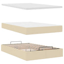 ottoman seng med madras & LEDs 120x190cm stof cremefarvet