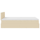 ottoman seng med madras & LEDs 120x190cm stof cremefarvet